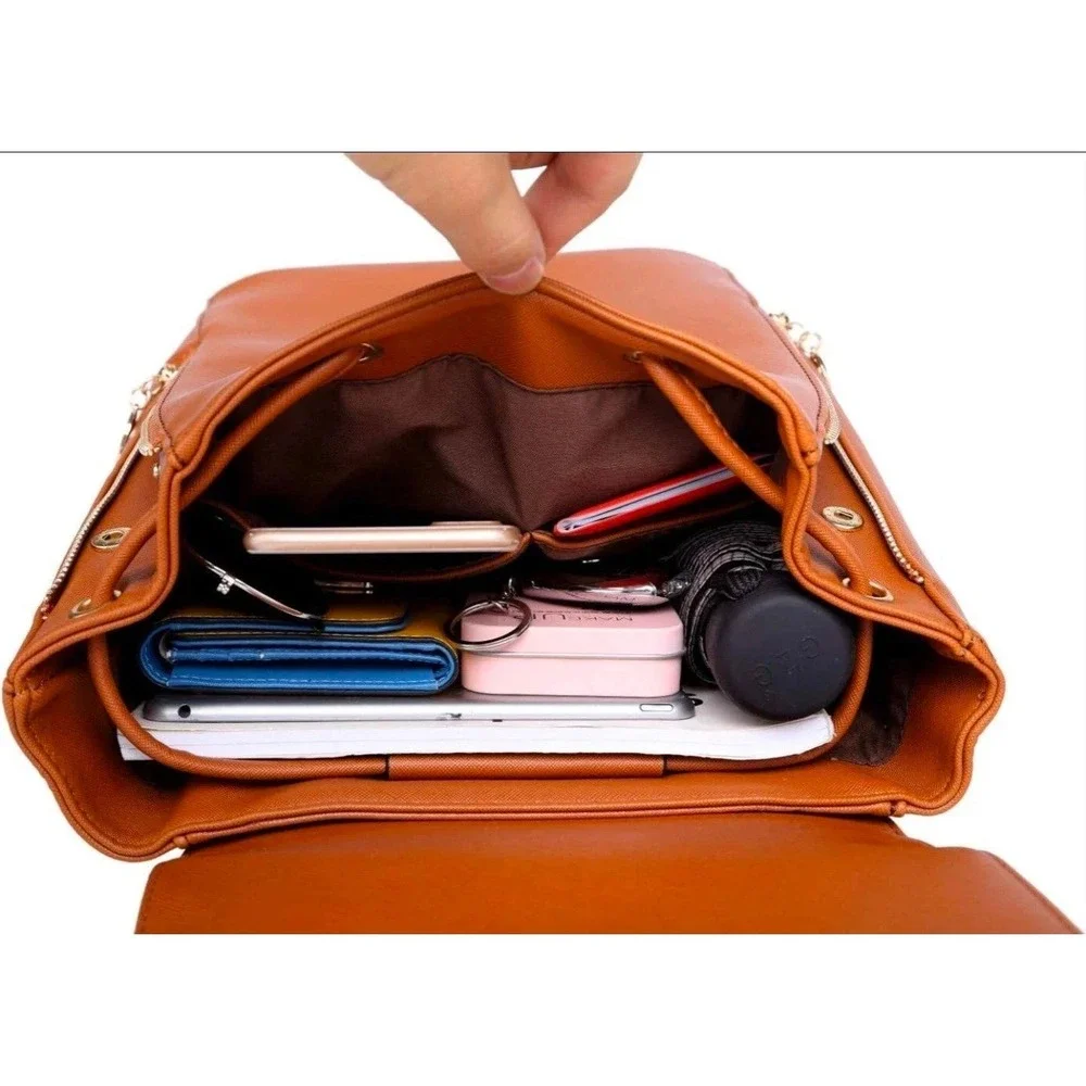 Women's Rucksack Shoulder Bag - Faux Leather Ladies Backpack Travel Bag